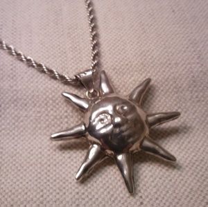 Big Vintage Mexican Sterling Sun Pendant